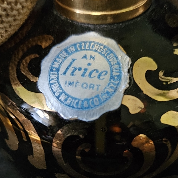 Irice Vintage  Czechoslovakian Glass Atomizer 1940 Perfume Bottle, Hand Painted  - Picture 11 of 13